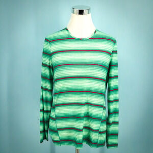 Title Nine Size Small S Henerala Green Stripe Crew Neck Long Sleeve Outdoor Top